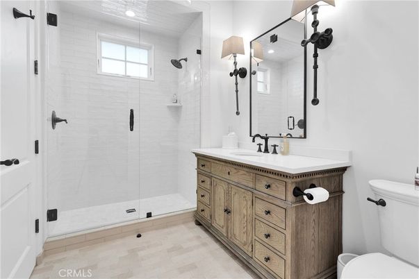 Bathroom, Dual Sink Vanities, Glass Shower, Interior, Recessed Lighting