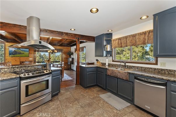 Interior, Kitchen, Recessed Lighting, Stainless Steel Appliances, Wooden Beams, Wooden Ceilings