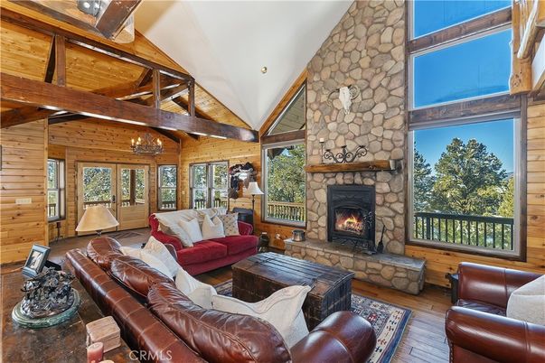 Fireplace, Interior, Living room, Stone Walls, Wooden Beams, Wooden Ceilings, Wood Texture Flooring, Wooden Walls