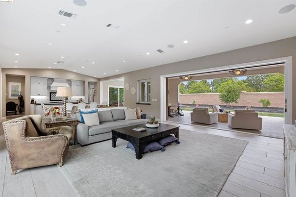 Interior, Kitchen, Living room, Recessed Lighting, Wood Texture Flooring