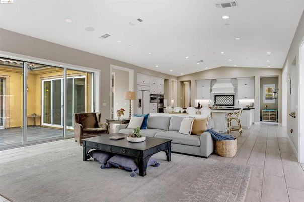 Interior, Kitchen, Living room, Recessed Lighting, Stainless Steel Appliances, Wood Texture Flooring