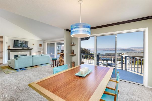 Dining room, Fireplace, Interior, Living room, Pendant Lights, Water