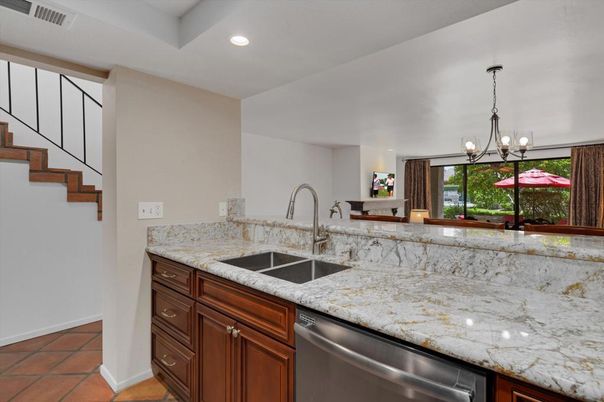 Chandelier, Interior, Kitchen, Pendant Lights, Recessed Lighting, Stainless Steel Appliances