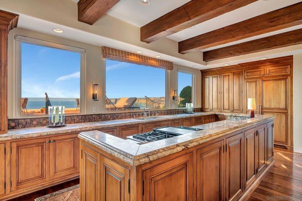 Interior, Kitchen, Recessed Lighting, Water, Wooden Beams, Wood Texture Flooring