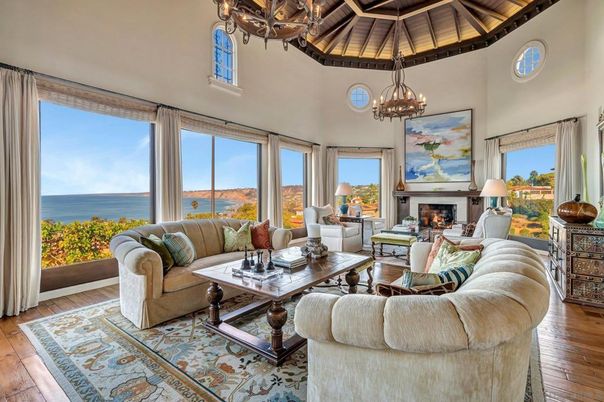 Chandelier, Fireplace, Interior, Living room, Water, Wooden Ceilings, Wood Texture Flooring