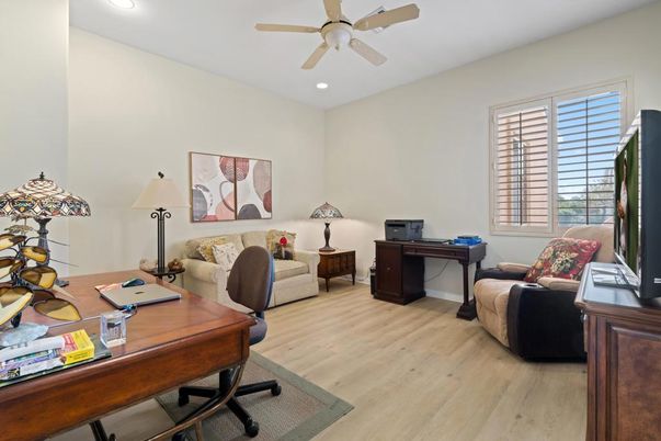 Home Office, Interior, Recessed Lighting, Wood Texture Flooring