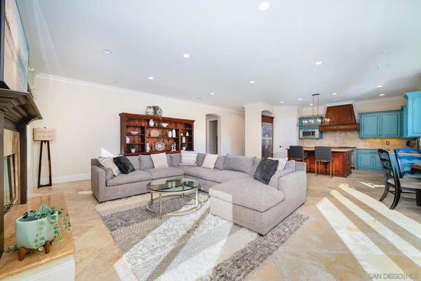 Dining room, Fireplace, Interior, Kitchen, Living room, Pendant Lights, Recessed Lighting