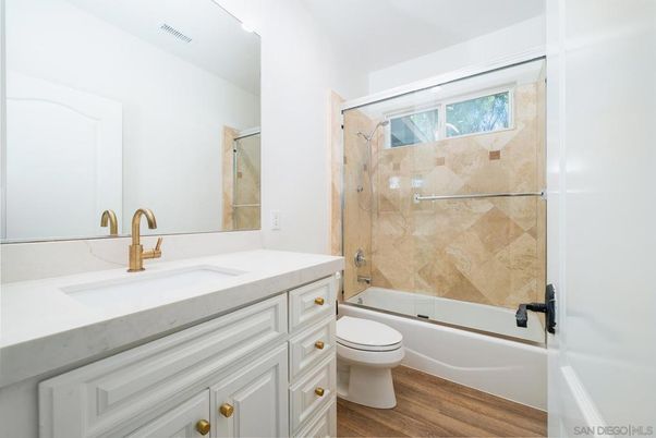 Bathroom, Glass Shower, Interior, Wood Texture Flooring