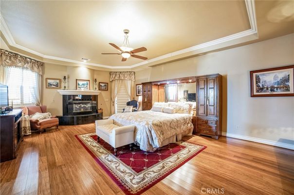 Bedroom, Fireplace, Interior, Wood Texture Flooring