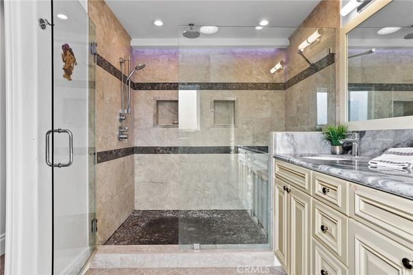 Bathroom, Glass Shower, Interior, Recessed Lighting