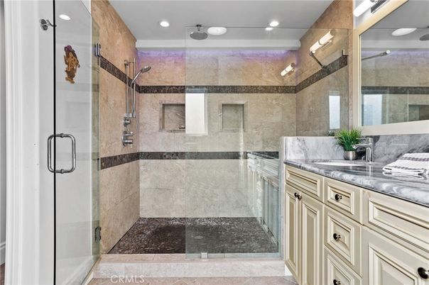 Bathroom, Glass Shower, Interior, Recessed Lighting