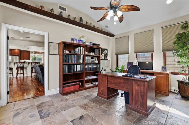 Home Office, Interior, Recessed Lighting, Wood Texture Flooring