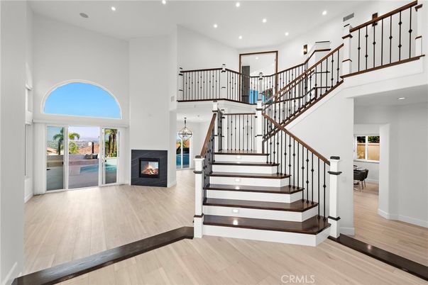 Fireplace, Interior, Recessed Lighting, Wood Texture Flooring