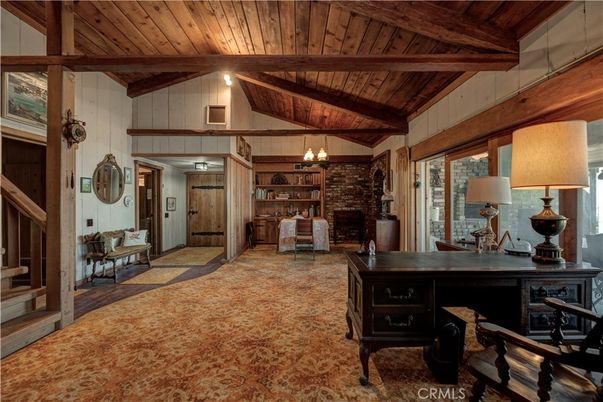 Fireplace, Interior, Pendant Lights, Stone Walls, Wooden Beams, Wooden Ceilings
