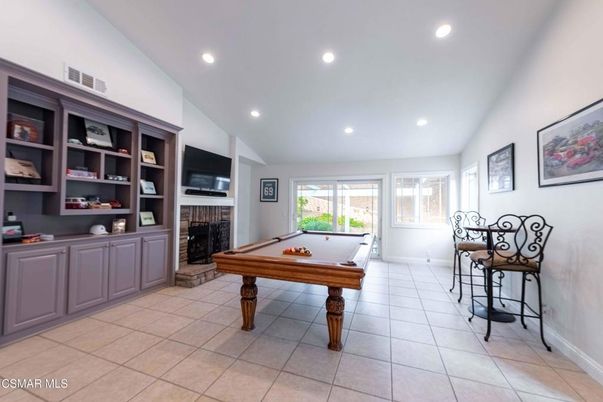 Billiard Table, Fireplace, Game Room, Interior, Recessed Lighting