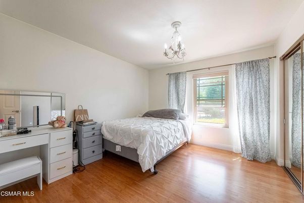 Bedroom, Chandelier, Interior, Wood Texture Flooring