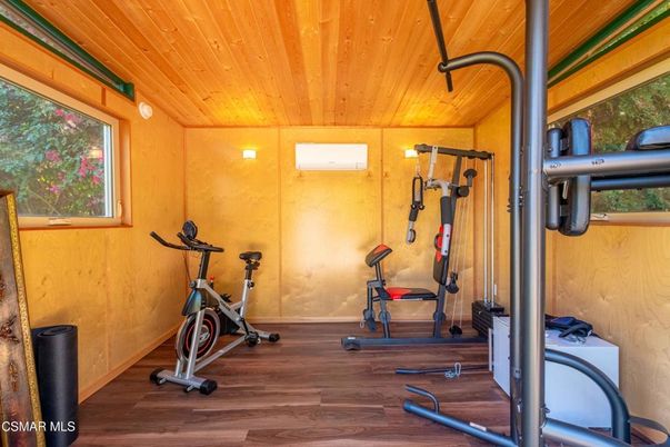 Fitness Equipment, Interior, Wooden Ceilings, Wood Texture Flooring, Wooden Walls