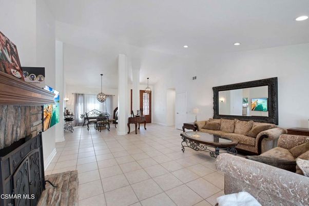 Dining room, Fireplace, Interior, Living room, Pendant Lights, Recessed Lighting