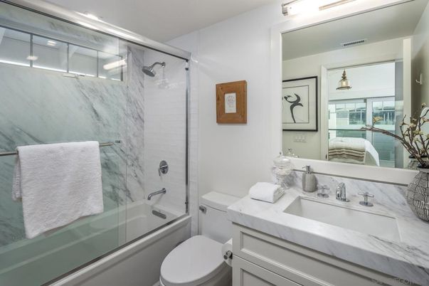 Bathroom, Glass Shower, Interior, Marble Walls