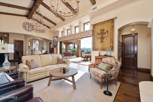 Chandelier, Interior, Living room, Wooden Beams, Wood Texture Flooring