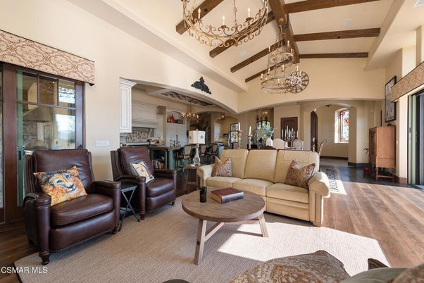 Chandelier, Interior, Living room, Wooden Beams, Wood Texture Flooring