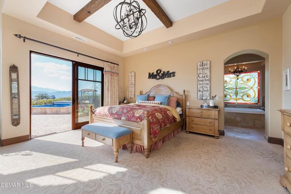 Bedroom, Interior, Recessed Lighting, Wooden Beams