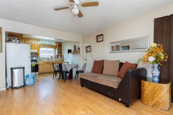 Dining room, Interior, Kitchen, Living room, Stainless Steel Appliances, Wood Texture Flooring