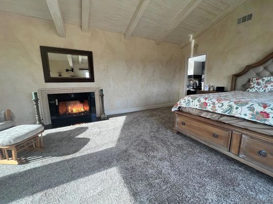 Bedroom, Fireplace, Interior