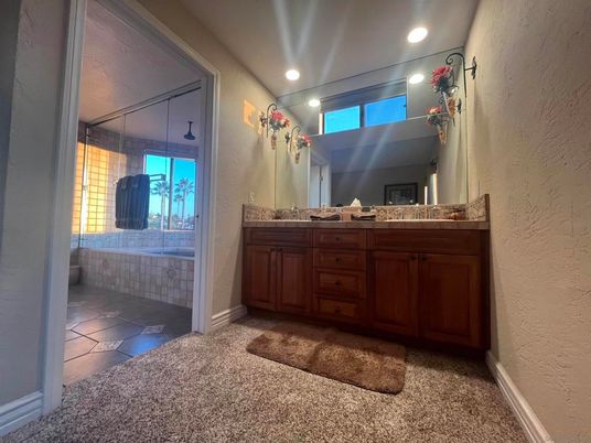 Bathroom, Dual Sink Vanities, Glass Shower, Interior, Recessed Lighting