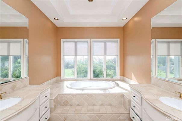 Bathroom, Dual Sink Vanities, Interior, Recessed Lighting, Tile Countertops