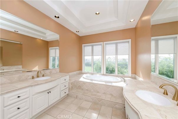 Bathroom, Dual Sink Vanities, Interior, Recessed Lighting, Tile Countertops