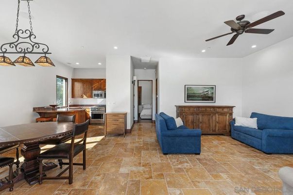 Chandelier, Dining room, Interior, Kitchen, Recessed Lighting, Stainless Steel Appliances