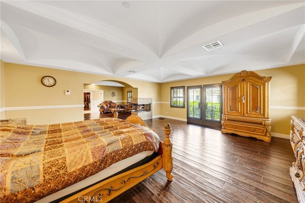 Bedroom, Fireplace, Interior, Wood Texture Flooring