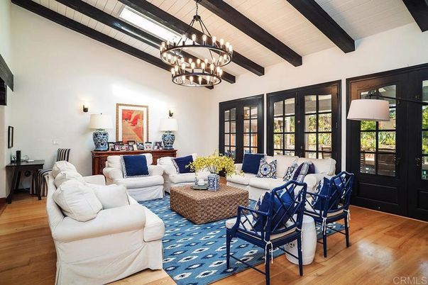 Chandelier, Interior, Living room, Wooden Beams, Wood Texture Flooring