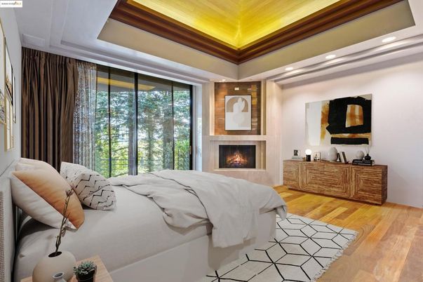 Fireplace, Interior, Recessed Lighting, Wood Texture Flooring