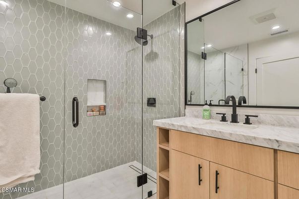 Bathroom, Glass Shower, Interior, Recessed Lighting