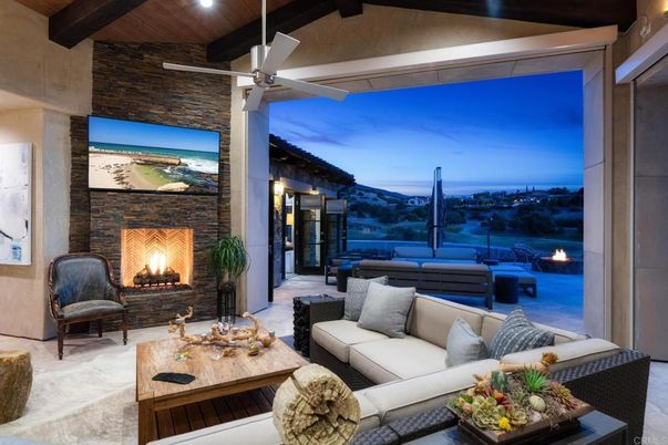 Fireplace, Interior, Living room, Recessed Lighting, Stone Walls, Wooden Beams, Wooden Ceilings