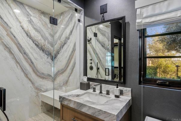 Bathroom, Glass Shower, Interior, Marble Walls