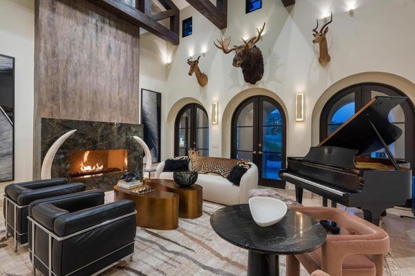 Fireplace, Interior, Living room, Piano