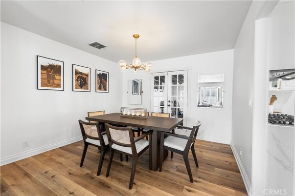 Dining room, Interior, Pendant Lights, Wood Texture Flooring