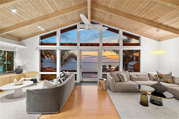 Interior, Living room, Pendant Lights, Water, Wooden Beams, Wooden Ceilings, Wood Texture Flooring