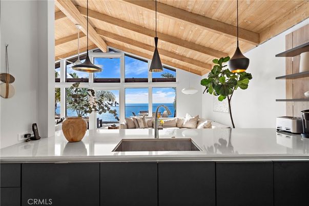 Interior, Kitchen, Pendant Lights, Water, Wooden Beams, Wooden Ceilings