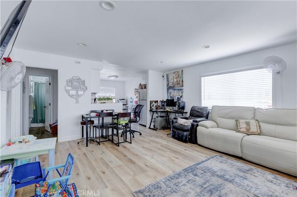 Dining room, Interior, Living room, Recessed Lighting, Wood Texture Flooring