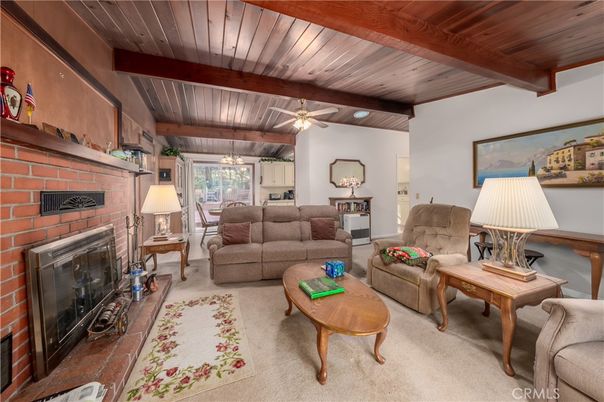 Dining room, Fireplace, Interior, Living room, Stone Walls, Wooden Beams, Wooden Ceilings