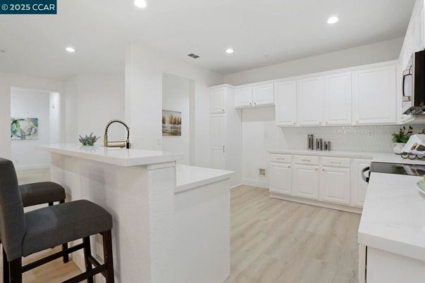 Interior, Kitchen, Recessed Lighting, Wood Texture Flooring