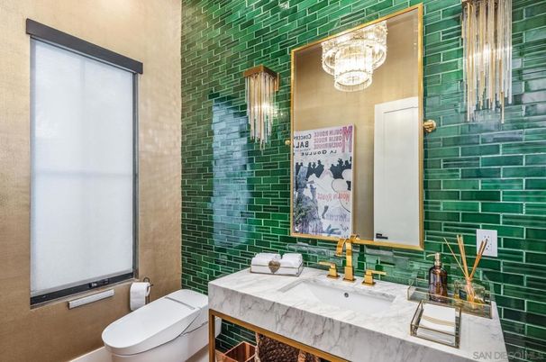 Bathroom, Chandelier, Interior