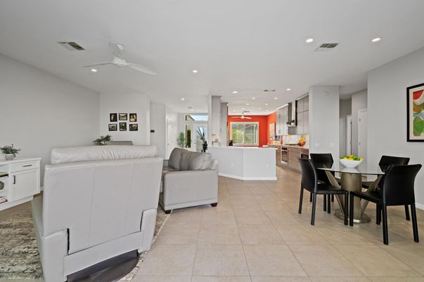 Dining room, Interior, Kitchen, Living room, Recessed Lighting