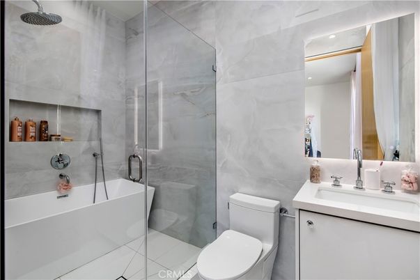 Bathroom, Glass Shower, Interior, Marble Walls, Recessed Lighting