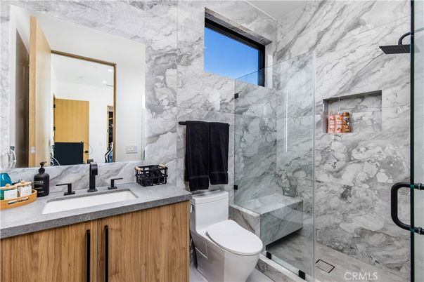 Bathroom, Glass Shower, Interior, Marble Walls