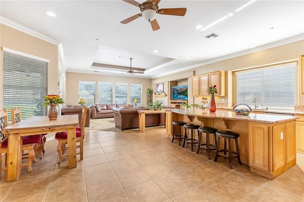 Dining room, Interior, Kitchen, Living room, Recessed Lighting